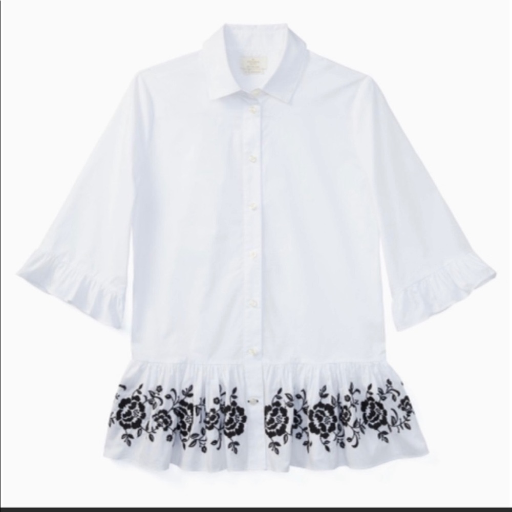 NWT Kate Spade shirt sleeve embroidered top size XL